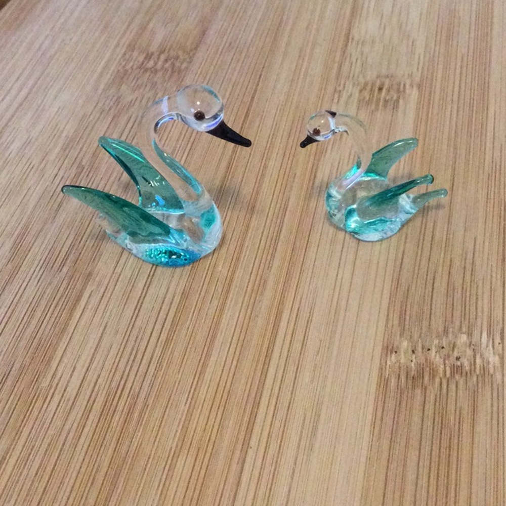 3 for $30 item - Blown Glass Swan Figurines
